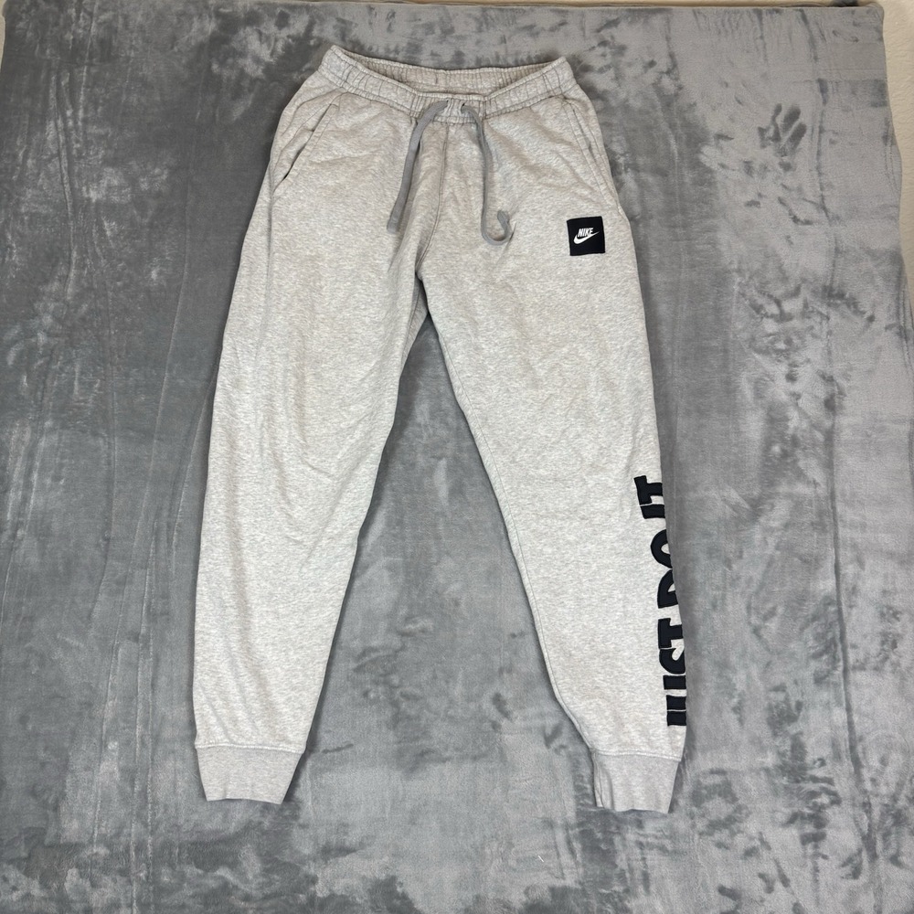 Nike Sportswear Fleece Jogger Sweatpants JUST DO IT Mens Size S Grey BV5114-050